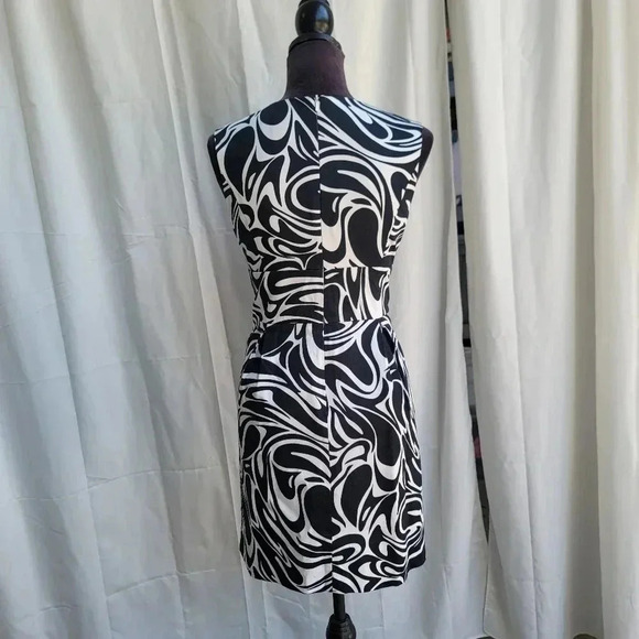 Michael Kors Black White Abstract Womens Sleeveless Casual Dress Buttons Pleat 6 - Picture 3 of 12